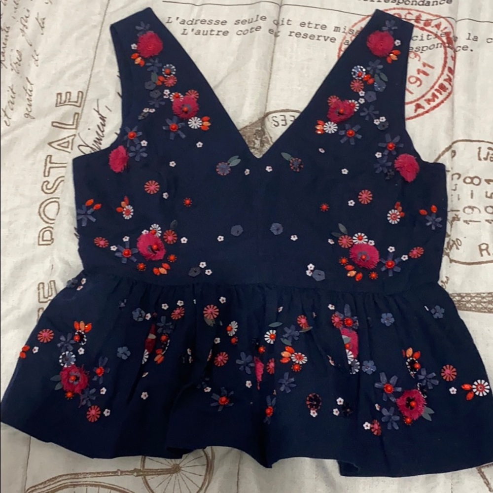 J Crew navy blouse